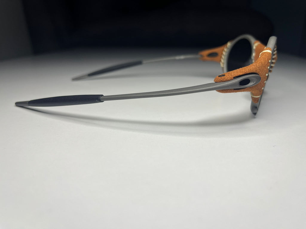 SteamPunk- Gray Frame-Wrapped Leather Cover- Mirror Lenses- Polarized