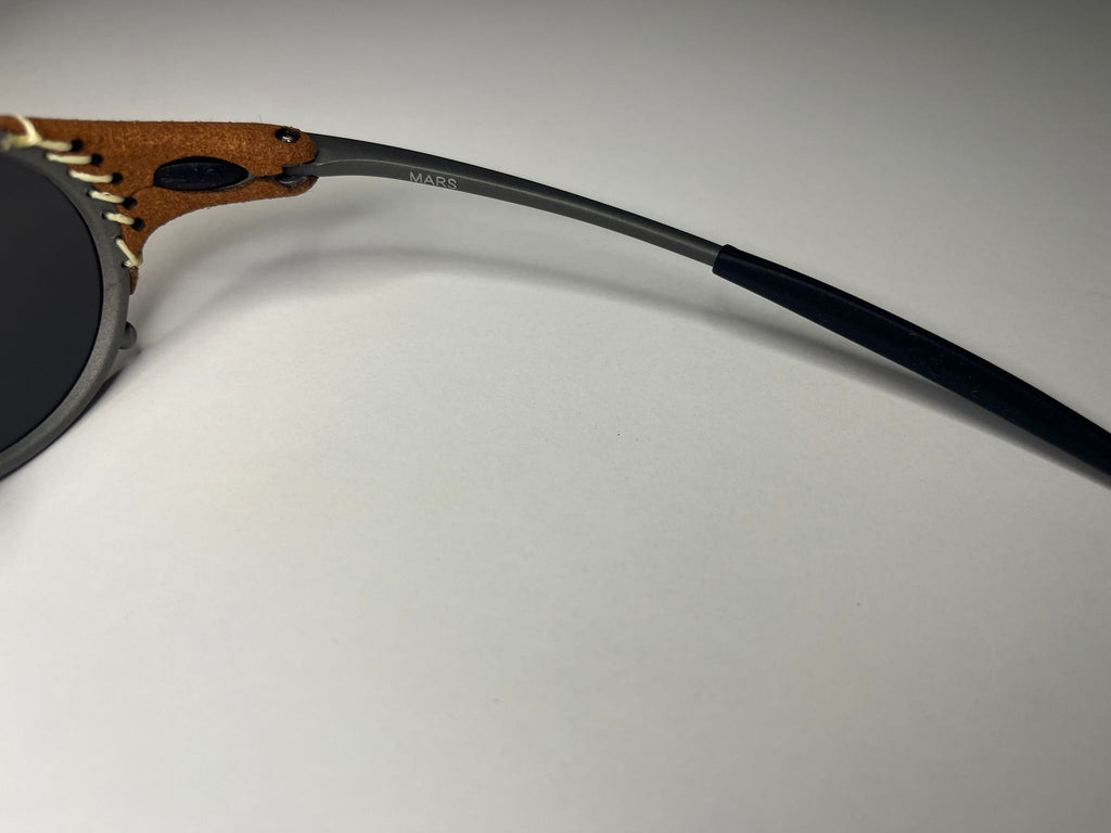 SteamPunk- Gray Frame-Wrapped Leather Cover- Mirror Lenses- Polarized