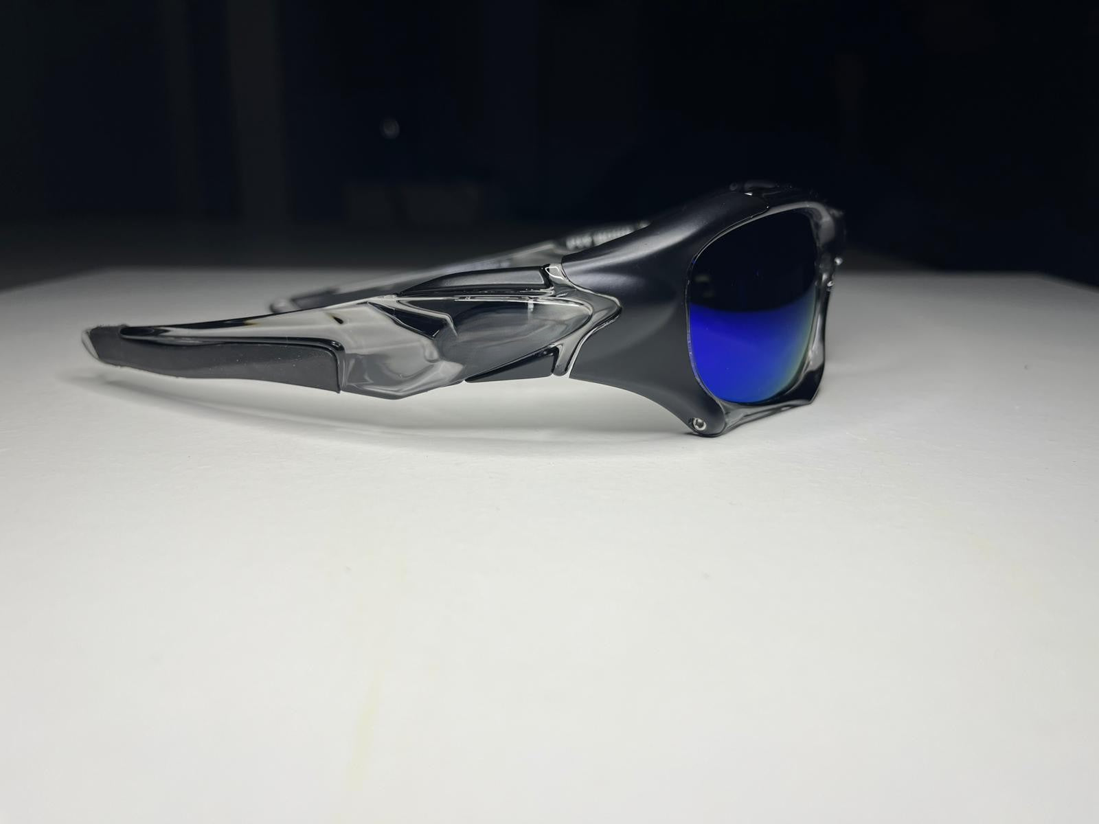 K9- Matte Black with Semi-Transparent Frames- Metallic Blue Lenses- Polarized