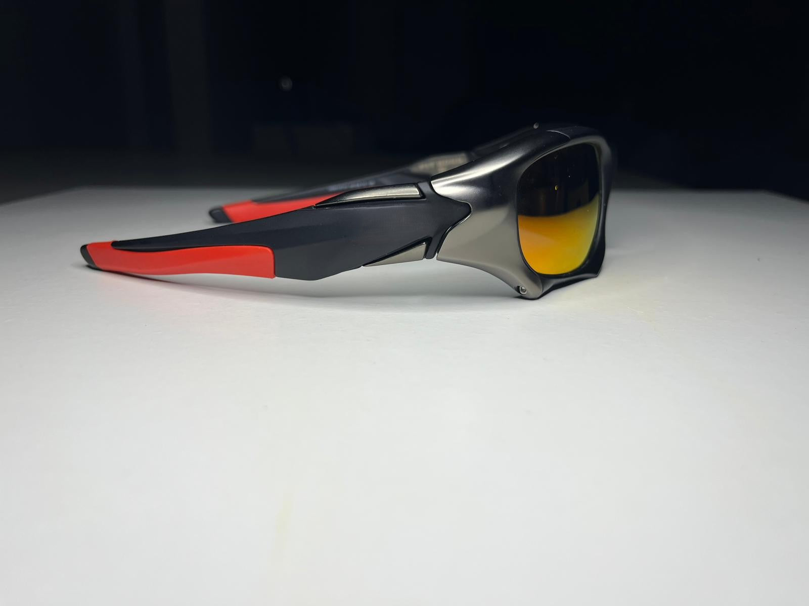 K9- Matte Black Gumetal Red Frames- Ruby Lenses- Polarized