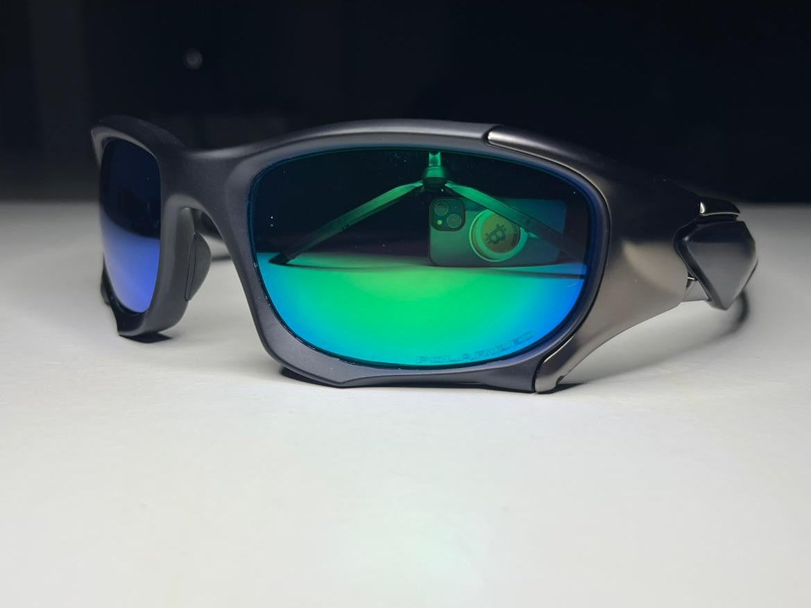 K9- Matte Black Gunmetal Frames- Metallic Green Blue Lenses- Polarized