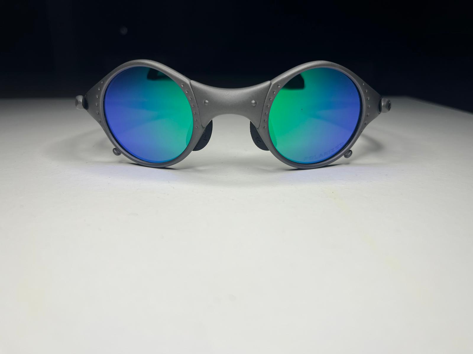 SteamPunk- Titanium Frames- Metallic Blue Green Lenses- Polarized