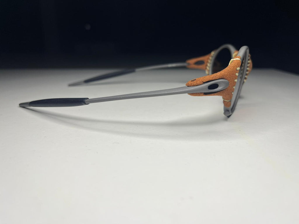 SteamPunk- Titanium Covered Leather- Matte Brown Lenses- Polarized