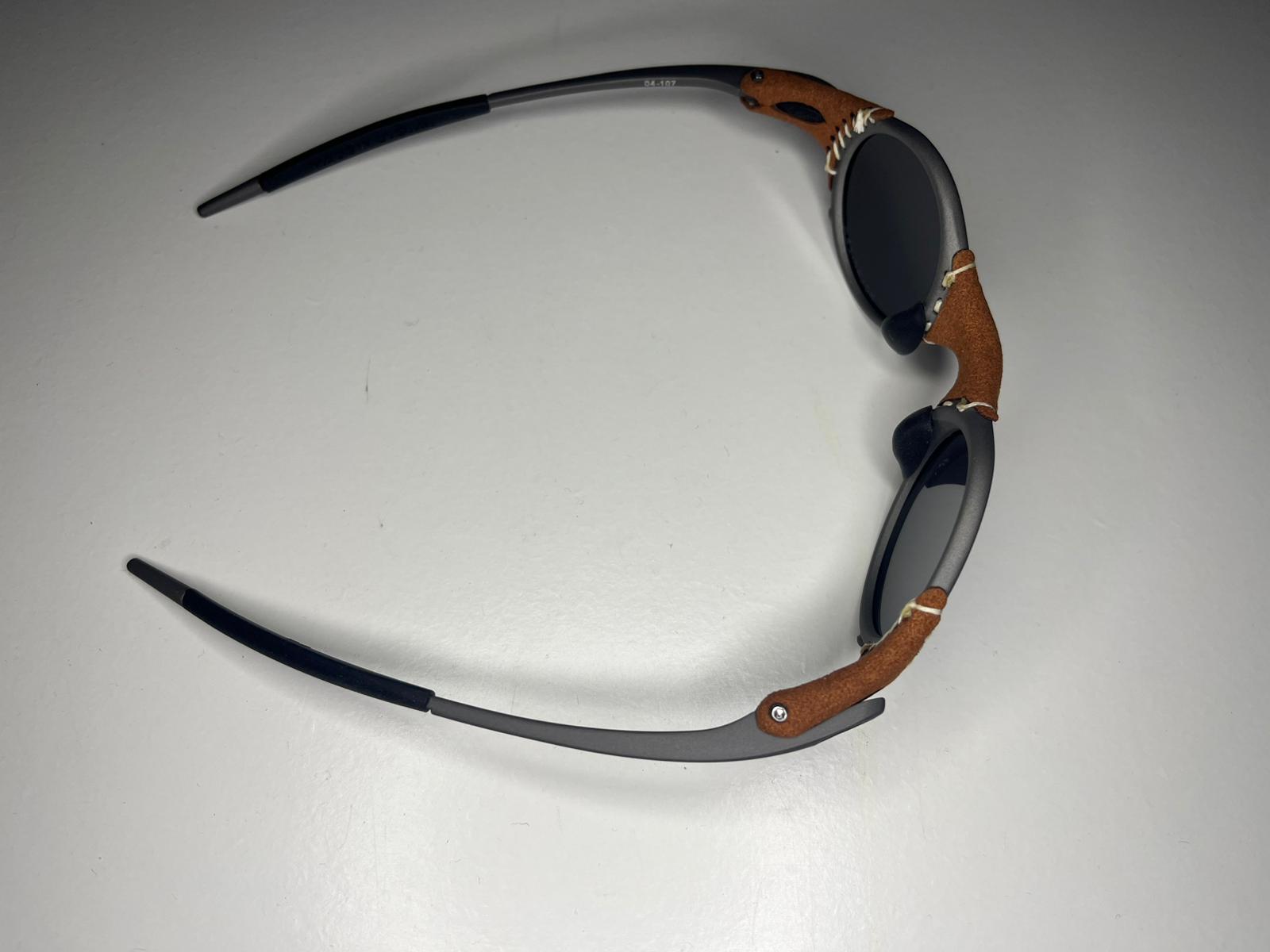 SteamPunk- Titanium Covered Leather- Matte Brown Lenses- Polarized