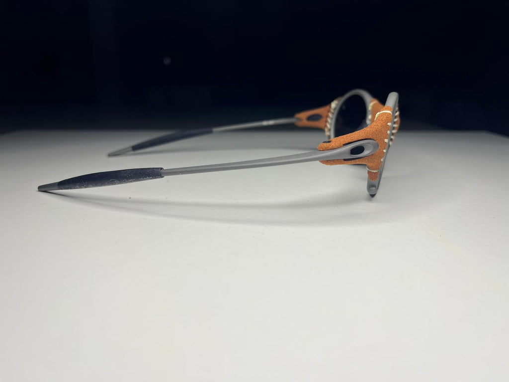 SteamPunk- Titanium Covered Leather- Metallic Blue Green Lenses- Polarized