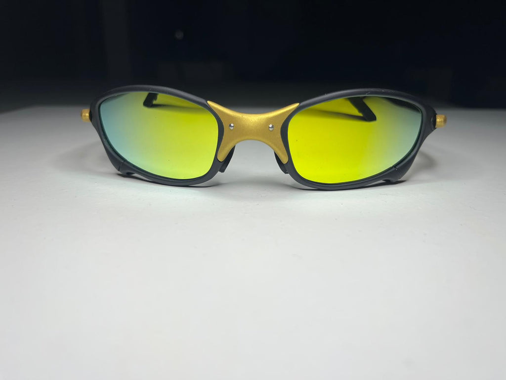 Resolute- Matte Black 24K Gold Frames- Metallic Yellow Green Lenses- Polarized