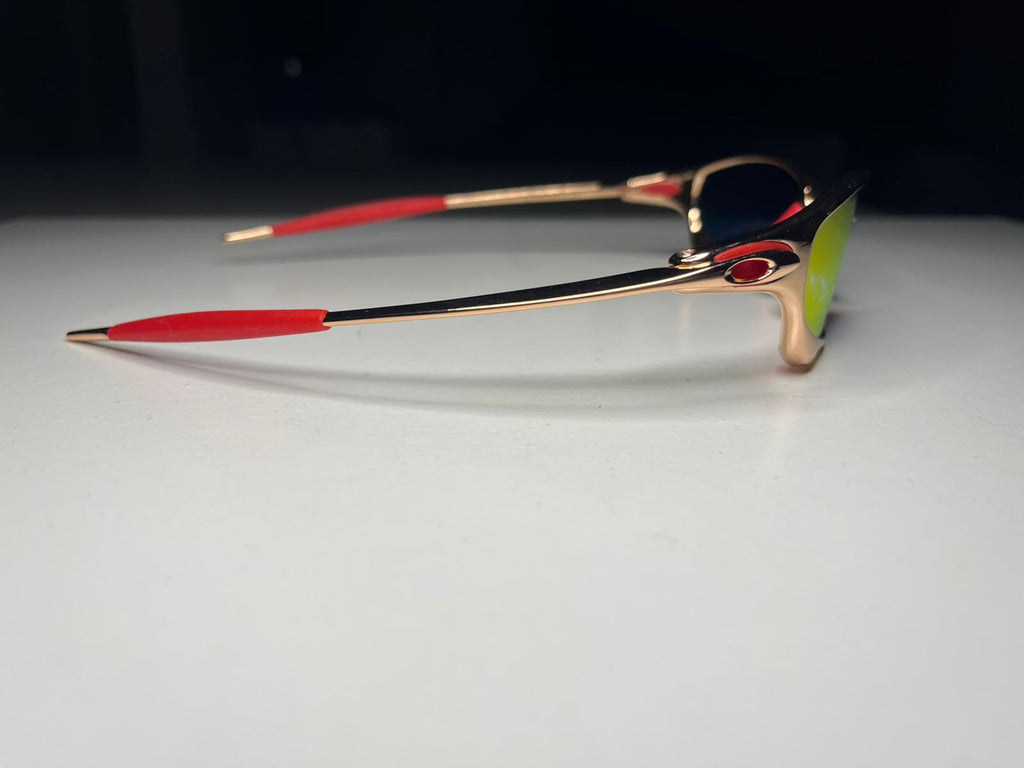 Resolute- Metallic Bronze Frames- Red Rubbers- Metallic Orange Lenses- Polarized